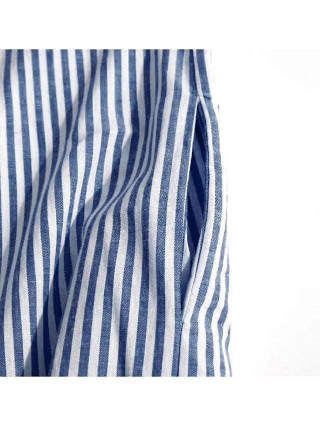 Women's Dress - Casual Dress Cotton Dress Shift Dress Maxi long Dress Cotton Basic Casual Outdoor Winter Dress Daily Shirt Collar Button Split Long Sleeve Summer Winter Fall Spring 2023 Black White Blue