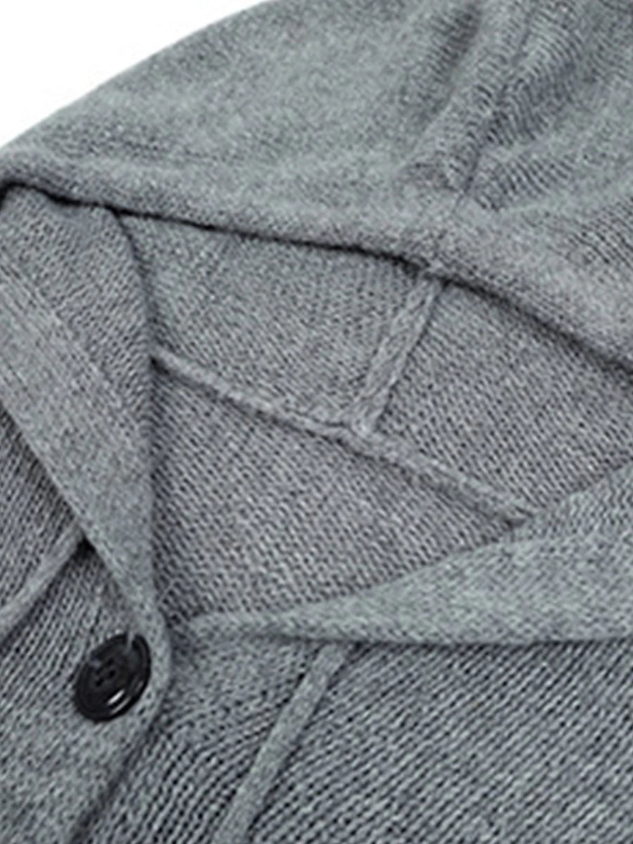 Women's Cardigan Sweater Hooded Ribbed Knit Alpaca Wool Button Fall Winter Regular Outdoor Daily Going out Stylish Casual Soft Long Sleeve Solid Color Black White Gray S M L