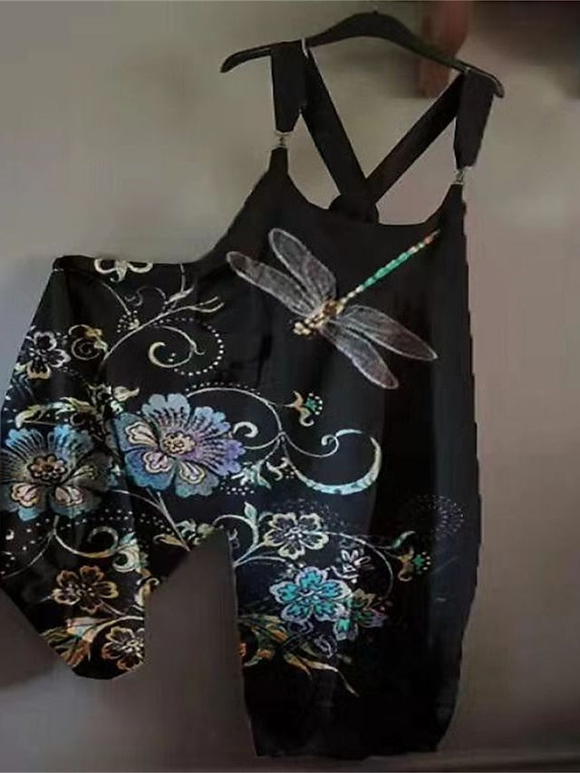 Jumpsuits for Women Summer Overall Print Animal Square Neck Streetwear Daily Vacation Loose Fit Sleeveless Black White Yellow S M L - LuckyFash™