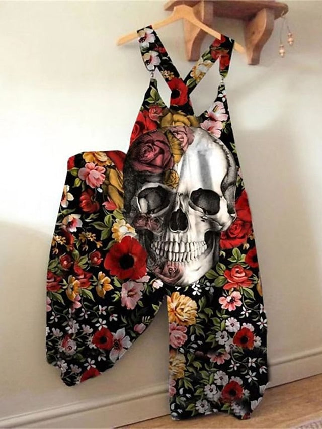 Jumpsuits for Women Summer Overall Print Animal Square Neck Streetwear Daily Vacation Loose Fit Sleeveless Black White Yellow S M L - LuckyFash™