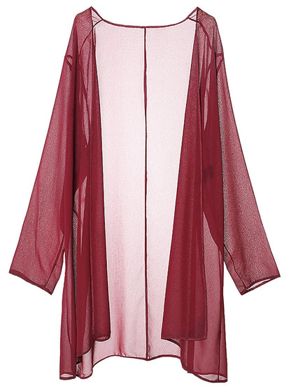 Women's Dress - Dress Set Two Piece Dress Church Dress Midi Dress Light Pink Black Wine Long Sleeve Pure Color Chiffon Summer Spring Crew Neck Stylish Winter Dress Fall Dress 2023 XL XXL 3XL 4XL 5XL