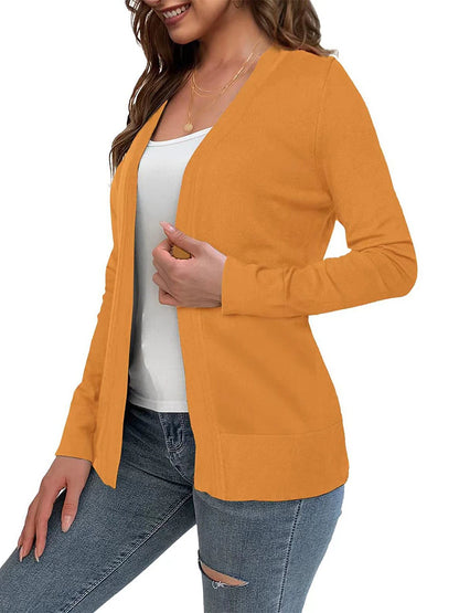Women's Knitted Cardigan Coat Classic V Neck Long Sleeve Open Front Sweater Fall Solid Color  Cardigans Wine S M L