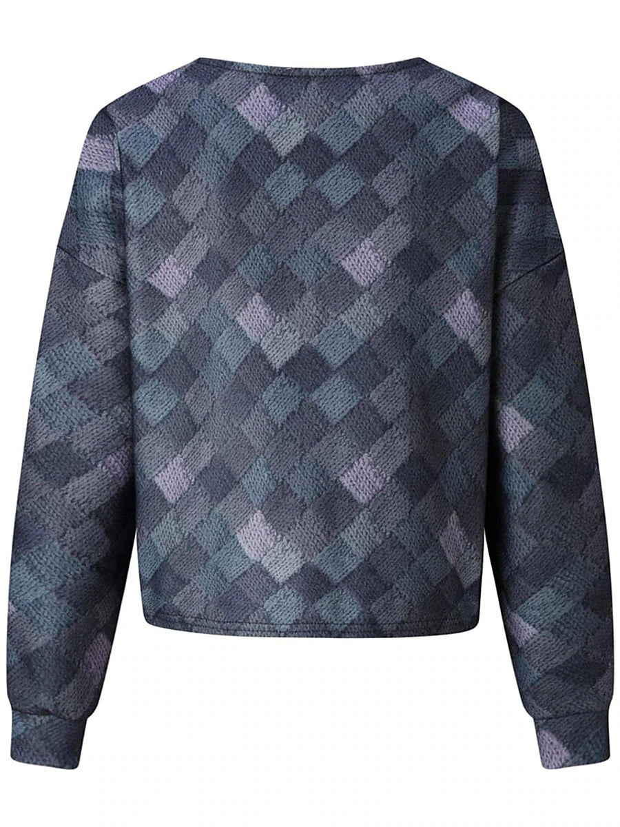 Women's Casual Jacket Street Daily Wear Vacation Fall Winter Regular Coat V Neck Loose Fit Windproof Breathable Stylish Sporty Chic & Modern Jacket Long Sleeve Stripes and Plaid Print Red Blue Green