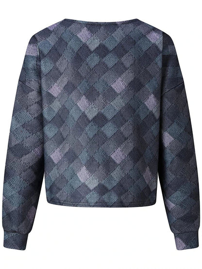 Women's Casual Jacket Street Daily Wear Vacation Fall Winter Regular Coat V Neck Loose Fit Windproof Breathable Stylish Sporty Chic & Modern Jacket Long Sleeve Stripes and Plaid Print Red Blue Green