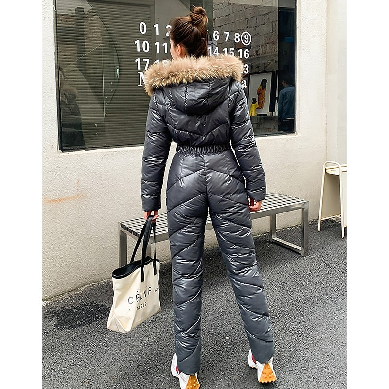 Women's Jumpsuit Ski Suit Outdoor Winter Thermal Warm Windproof Hooded Windbreaker Snow Suit for Skiing Camping / Hiking Snowboarding Ski