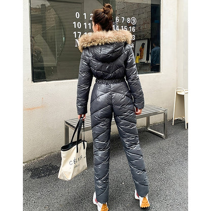 Women's Jumpsuit Ski Suit Outdoor Winter Thermal Warm Windproof Hooded Windbreaker Snow Suit for Skiing Camping / Hiking Snowboarding Ski
