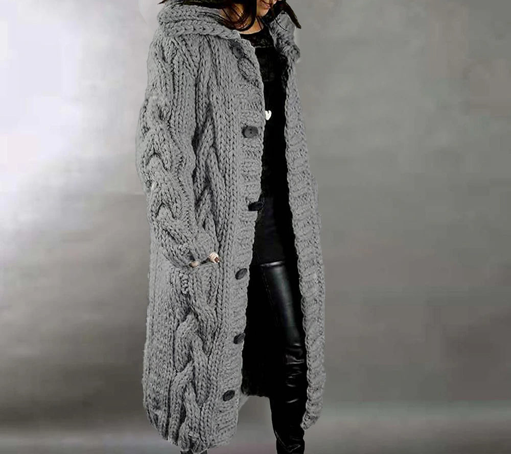 Women's Cardigan Sweater Jumper Cable Chunky Knit  Solid Color Open Front Stylish Soft Daily Going out Winter Fall Reddish brown Blue S M L / Long Sleeve / Regular Fit