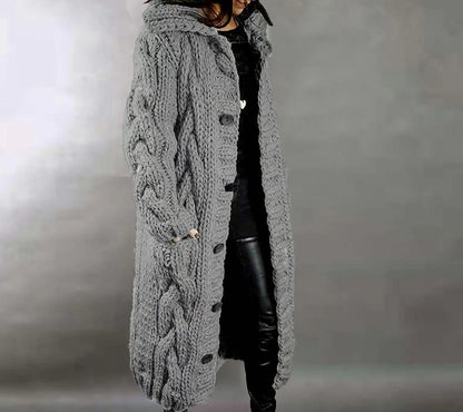 Women's Cardigan Sweater Jumper Cable Chunky Knit  Solid Color Open Front Stylish Soft Daily Going out Winter Fall Reddish brown Blue S M L / Long Sleeve / Regular Fit