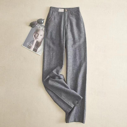 Women's Pants Trousers Cotton And Linen Plain Black White Fashion Full Length Casual Daily Spring &  Fall