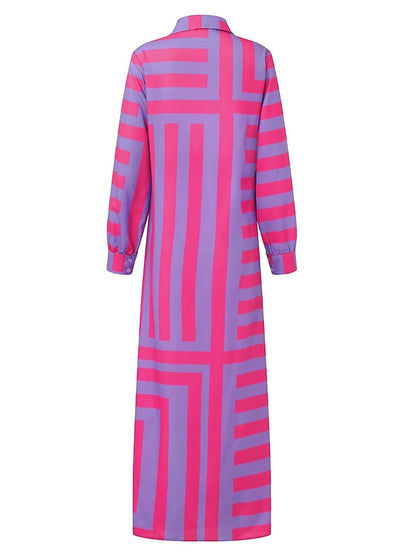 Women's Dress - Shirt Dress Bodycon Wrap Dress Maxi long Dress Outdoor Daily Polyester Fashion Boho Shirt Collar Ruched Split Long Sleeve Summer Fall Spring 2023 Regular Fit Purple Orange Green