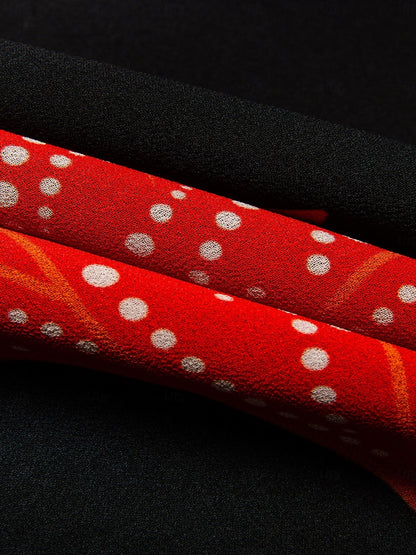 Chiffon Leaf Flower Print V Neck Maxi Dress