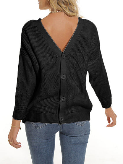 Women's Pullover Sweater Jumper Cardigan Sweater Crew Neck Ribbed Knit Acrylic Button Summer Spring Daily Going out Weekend Stylish Casual Soft Long Sleeve Solid Color Black White Pink S M L