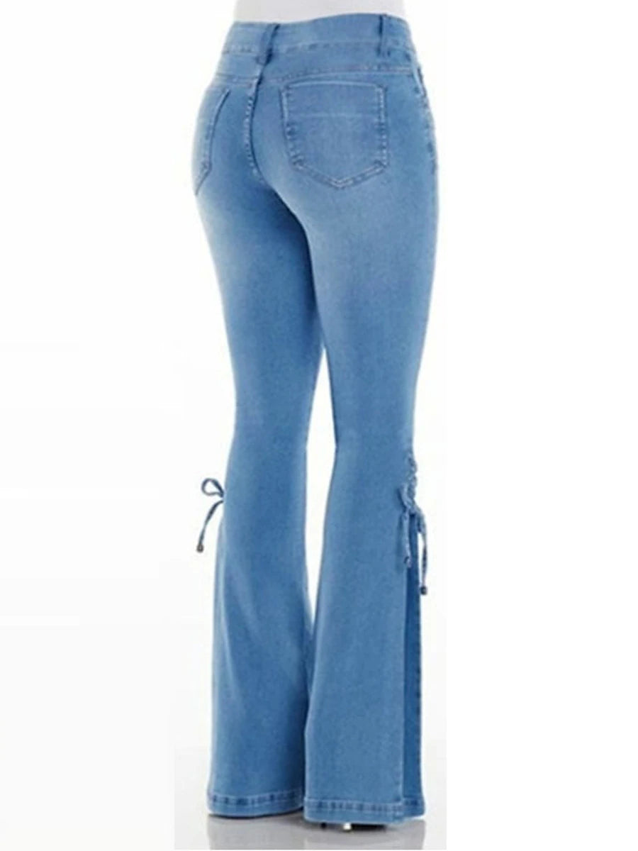 Women's Jeans Cotton Plain Black Deep Blue Active High Waist Full Length Outdoor Street Fall Winter