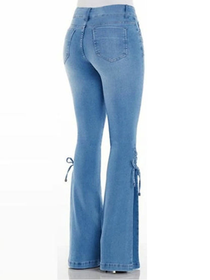 Women's Jeans Cotton Plain Black Deep Blue Active High Waist Full Length Outdoor Street Fall Winter