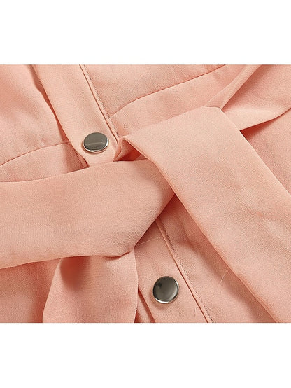 Women's Dress - Shirt Dress Chiffon Dress Swing Dress Maxi long Dress Formal Winter Dress Causal Polyester Fashion Elegant Stand Collar Pleated Button Long Sleeve Spring Fall Winter 2023 Regular Fit Black