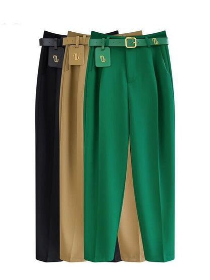 Women's Dress Pants Spandex Plain Black Khaki Fashion High Waist Ankle-Length Street Daily Fall Winter