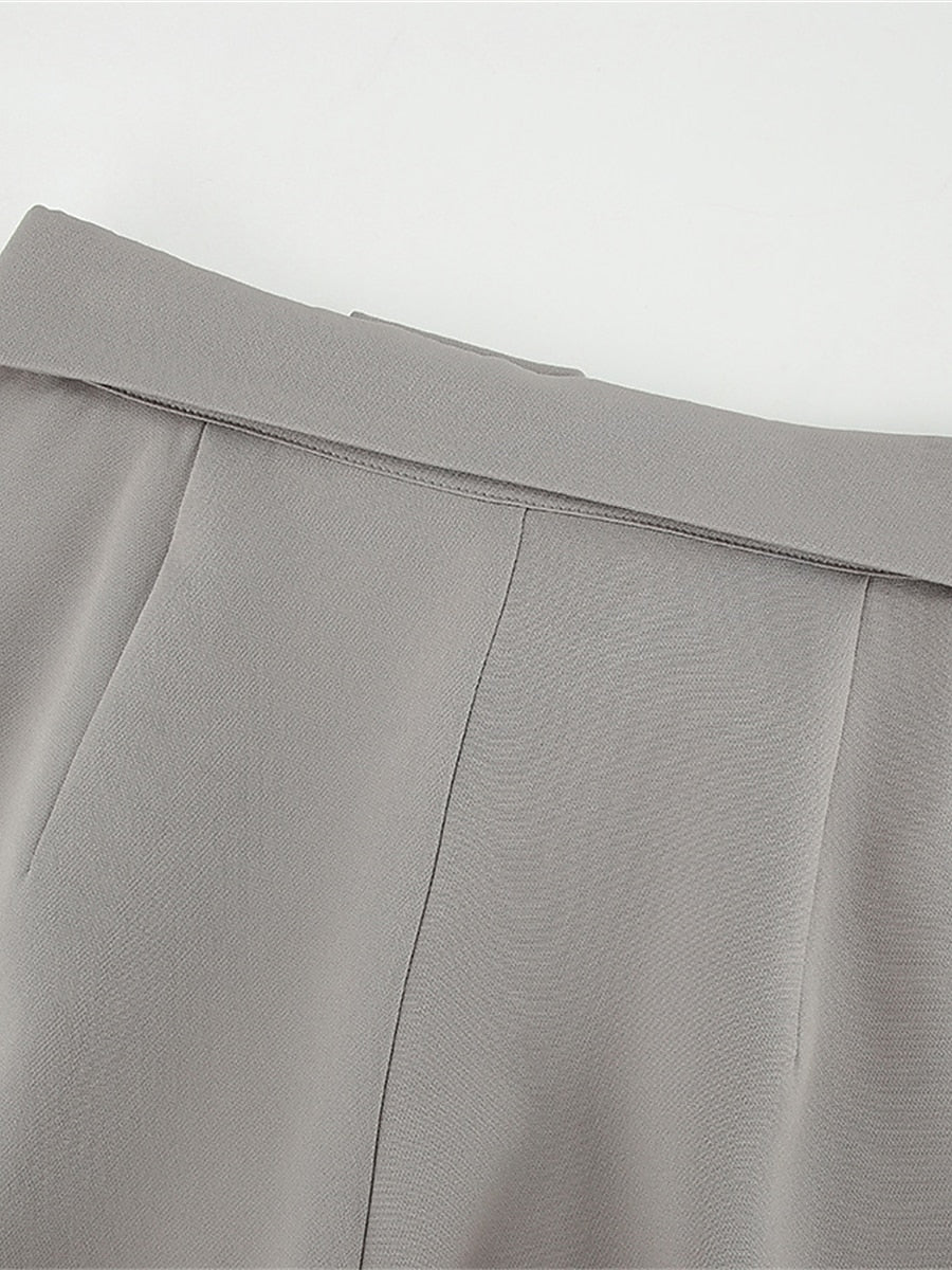 Women's Dress Pants Spandex Plain Grey Black Elegant High Waist Full Length Office / Career Street Fall Winter