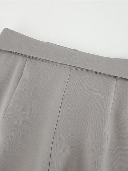 Women's Dress Pants Spandex Plain Grey Black Elegant High Waist Full Length Office / Career Street Fall Winter