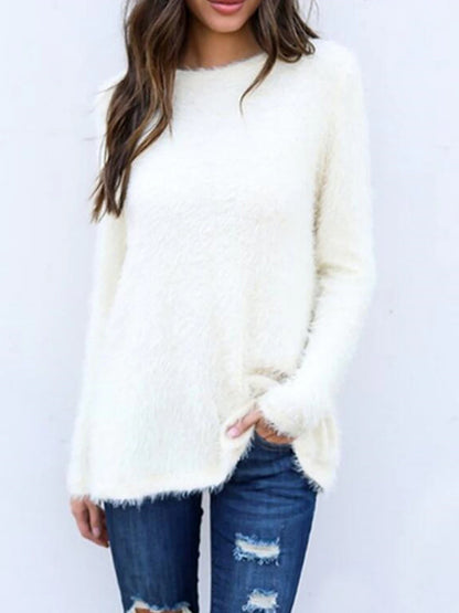 Women's Pullover Sweater Jumper Crew Neck Ribbed Knit Cotton Oversized Fall Winter Regular Outdoor Daily Holiday Stylish Casual Soft Long Sleeve Solid Color Black White Yellow S M L