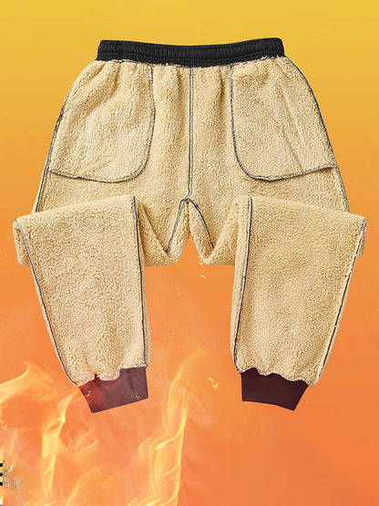 Women's Fleece Pants Lambswool Plain Grey Black Active High Waist Full Length Outdoor Street Fall Winter