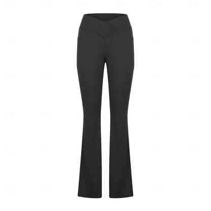Women's Pants Trousers Polyester Plain Black White Casual Daily High Waist Full Length Daily Wear Going out Spring &  Fall
