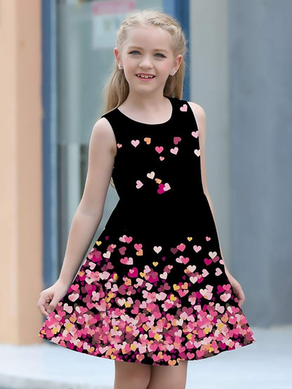 Girls' Casual Dress A Line Dress Tank Dress Sleeveless Graphic Butterfly 3D Printed Graphic Dresses Cute Casual Sweet Above Knee Polyester Dress Summer Spring Kids Sports & Outdoor Daily Holiday - LuckyFash™