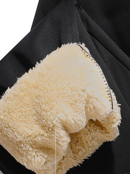 Women's Fleece Pants Lambswool Plain Grey Black Active High Waist Full Length Outdoor Street Fall Winter