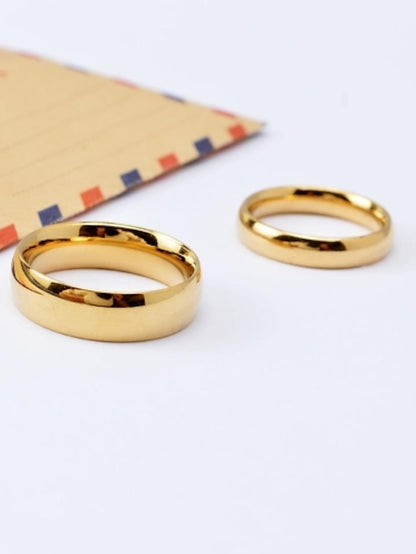 Couple Rings Band Ring For Women's Wedding Anniversary Gift Titanium Steel Gold Plated Classic Love Friendship Gold Black - LuckyFash™
