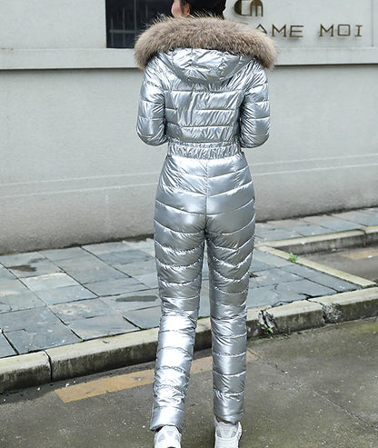 Women's Jumpsuit Ski Suit Outdoor Winter Thermal Warm Windproof Detachable Hood Windbreaker Snow Suit for Skiing Camping / Hiking Snowboarding Ski