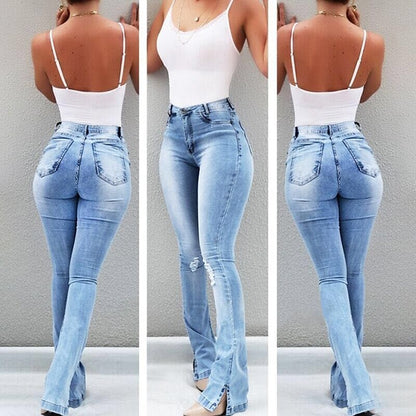 Women's Jeans Normal Denim Plain Light Blue Black Fashion Mid Waist Full Length Casual Weekend