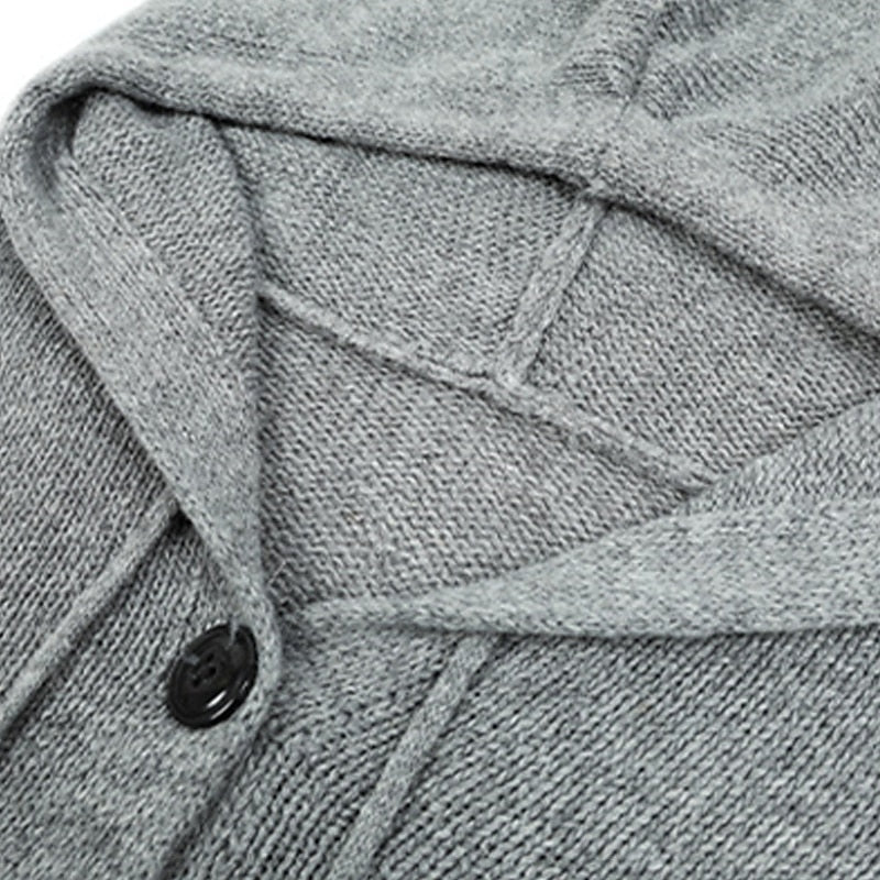 Women's Cardigan Sweater Hooded Crochet Knit Polyester Button Knitted Hooded Fall Winter Tunic Daily Holiday Date Stylish Casual Soft Long Sleeve Solid Color Black White Gray S M L