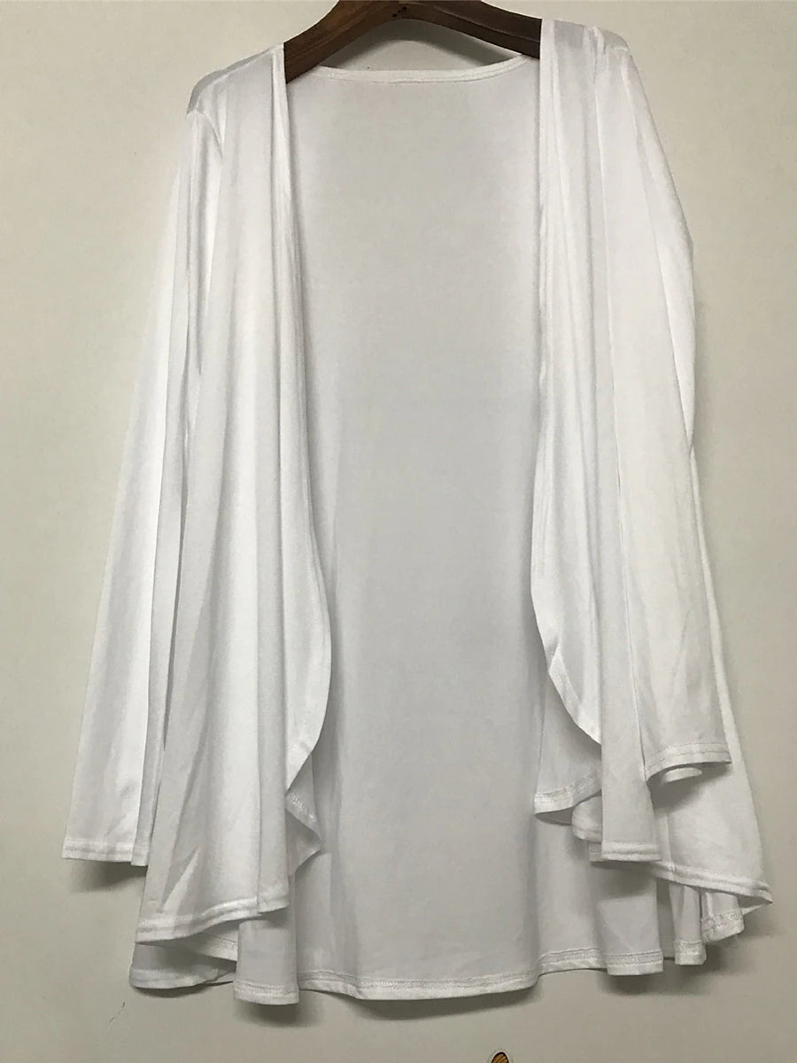 Women's Cardigan Sweater Open Front Ribbed Knit Polyester Oversized Fall Winter Daily Going out Weekend Stylish Casual Soft Long Sleeve Solid Color Black White Navy Blue M L XL