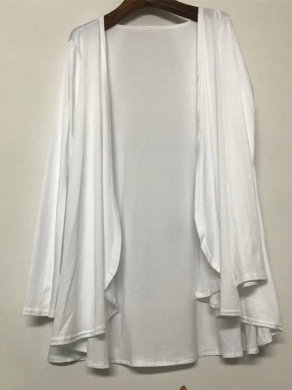 Women's Cardigan Sweater Open Front Ribbed Knit Polyester Oversized Fall Winter Daily Going out Weekend Stylish Casual Soft Long Sleeve Solid Color Black White Navy Blue M L XL