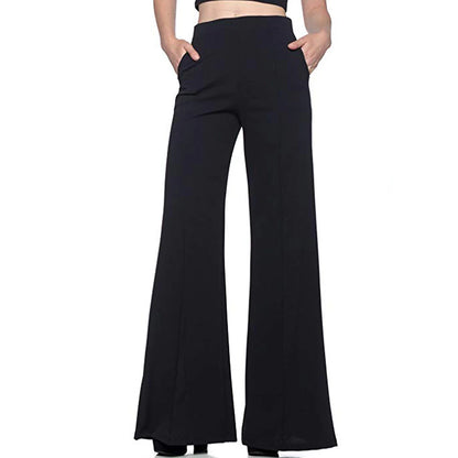 Women's Dress Wide Leg Pants Bootcut Flare Full Length Pocket Baggy Micro-elastic Mid Waist Streetwear Casual Casual Weekend Black White S M Summer Spring & Fall