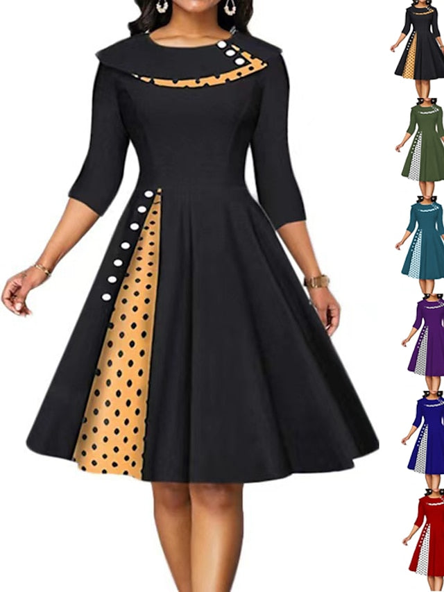 Women's Dress - Casual Dress Swing Dress Knee Length Dress Black Red Navy Blue Half Sleeve Plaid Pocket Summer Spring Crew Neck Elegant Loose Fit 2023 S M L XL XXL