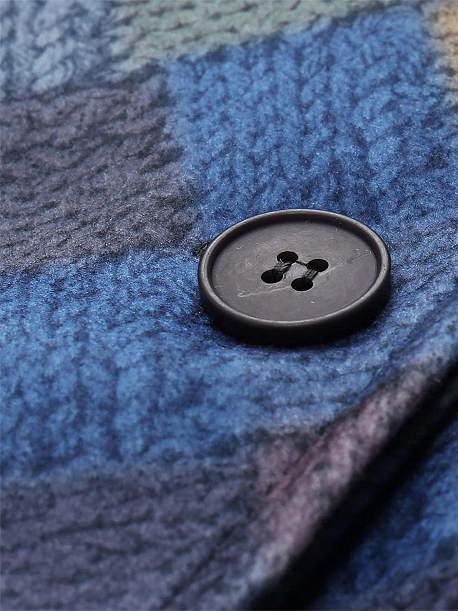 Women's Casual Jacket Street Daily Wear Vacation Fall Winter Regular Coat V Neck Loose Fit Windproof Breathable Stylish Sporty Chic & Modern Jacket Long Sleeve Stripes and Plaid Print Red Blue Green