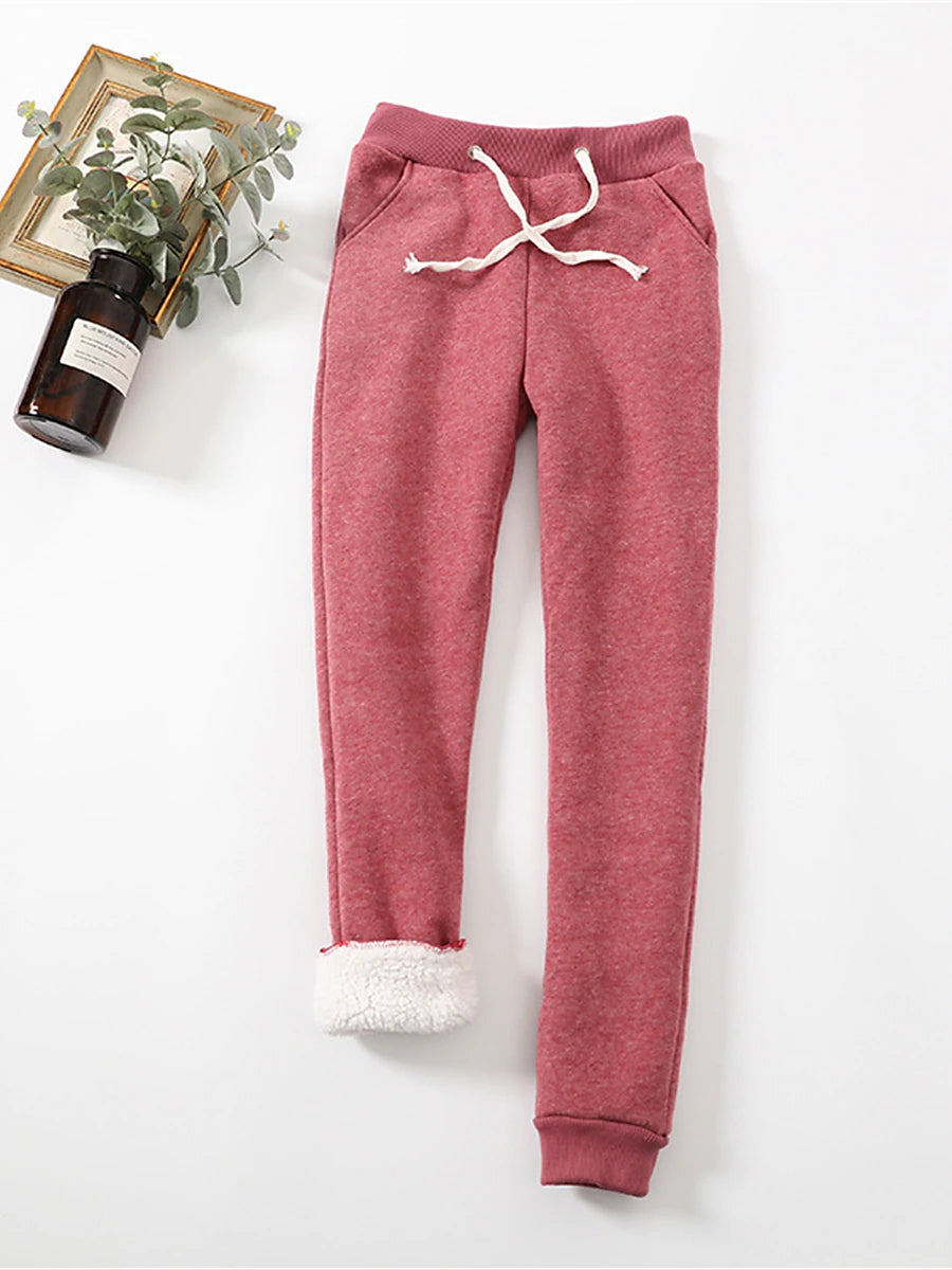 Women's Fleece Pants Fleece Plain Light Gray Dark Grey Active High Waist Full Length Outdoor Street Fall Winter