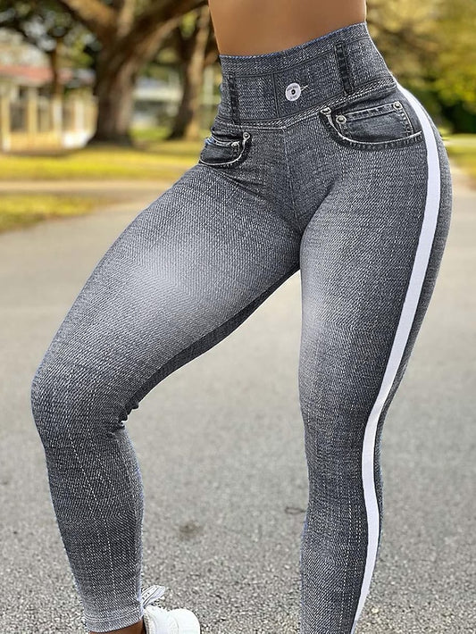 Women's Jeans Normal Denim Solid Color Light Blue Black Fashion High Waist Ankle-Length Casual Weekend