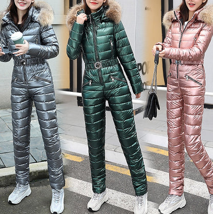 Women's Jumpsuit Ski Suit Outdoor Winter Thermal Warm Windproof Detachable Hood Windbreaker Snow Suit for Skiing Camping / Hiking Snowboarding Ski