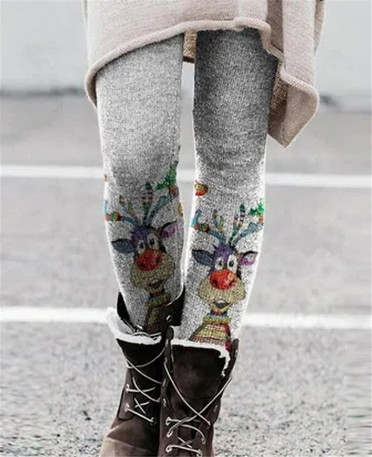 Women's Tights Normal Polyester Geometric Cat Picture color 1 Picture color 2 Fashion Mid Waist Full Length Halloween Daily