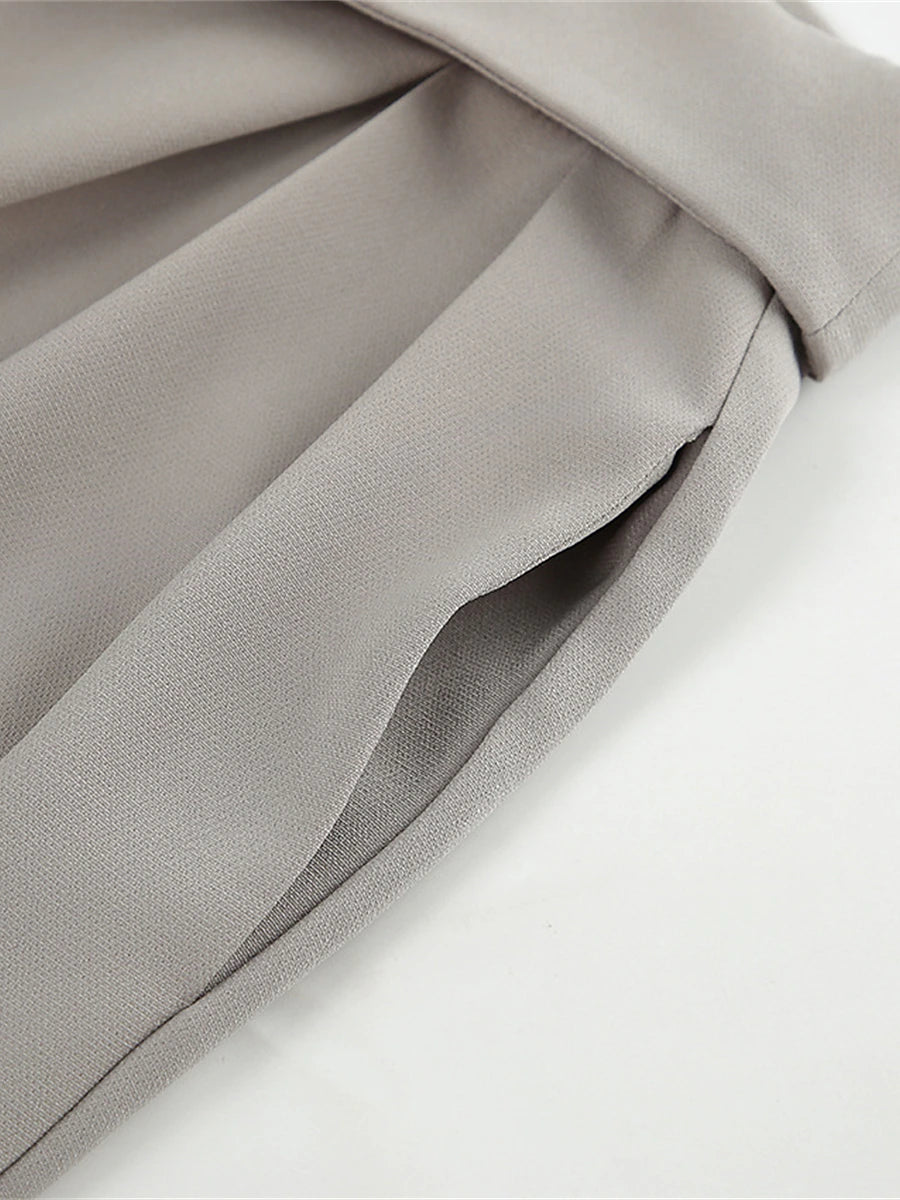 Women's Dress Pants Spandex Plain Grey Black Elegant High Waist Full Length Office / Career Street Fall Winter