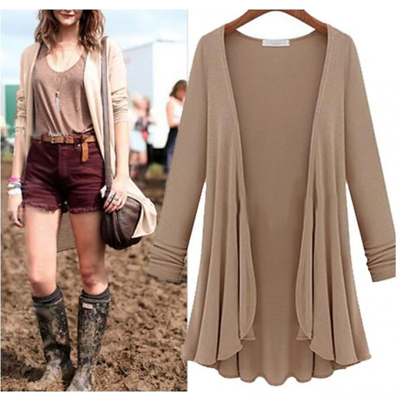 Women's Cardigan Sweater Open Front Ribbed Knit Polyester Oversized Fall Winter Daily Going out Weekend Stylish Casual Soft Long Sleeve Solid Color Black White Navy Blue M L XL