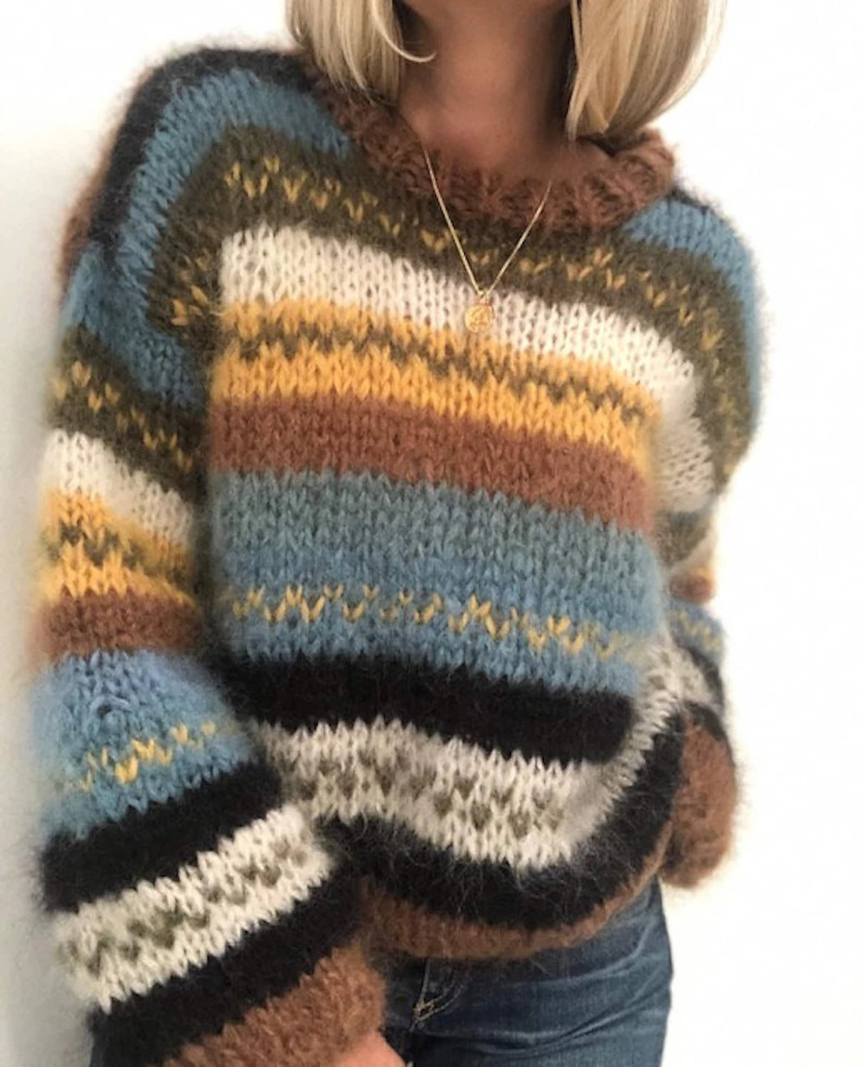 Women's Pullover Sweater Jumper Crew Neck Ribbed Knit Acrylic Knitted Fall Winter Outdoor Daily Holiday Stylish Casual Soft Long Sleeve Striped Pure Color Blue Purple Orange S M L