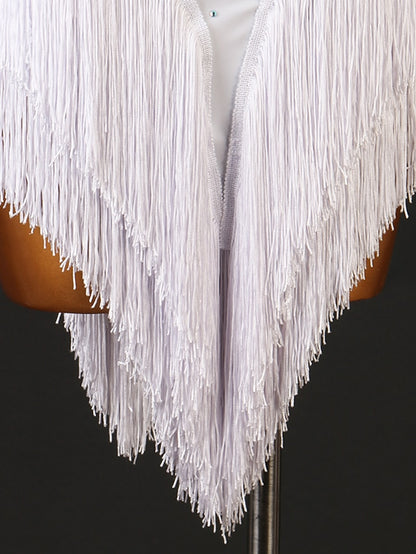 Latin Dance Dress Tassel Appliques Split Joint Women's Ladies Training Performance Sleeveless High Chinlon / Jazz - LuckyFash™