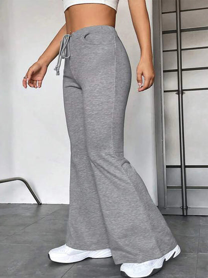 Women's Flare Polyester Plain Grey Black Active High Waist Full Length Outdoor Street Fall Winter