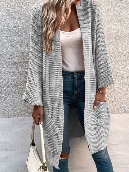 Women's Cardigan Sweater Jumper Chunky Knit Tunic Pocket Knitted Pure Color Open Front Stylish Casual Holiday Going out Winter Fall Green Pink S M L / Long Sleeve / Regular Fit