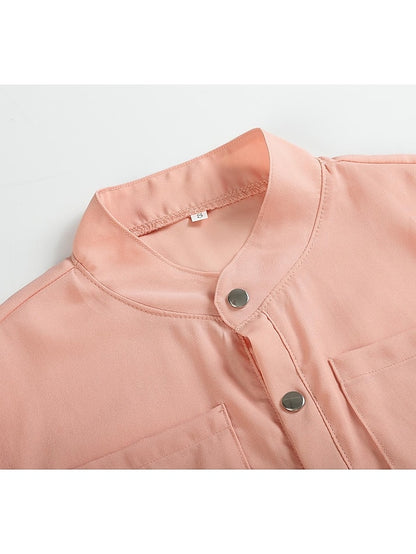 Women's Dress - Shirt Dress Chiffon Dress Swing Dress Maxi long Dress Formal Winter Dress Causal Polyester Fashion Elegant Stand Collar Pleated Button Long Sleeve Spring Fall Winter 2023 Regular Fit Black