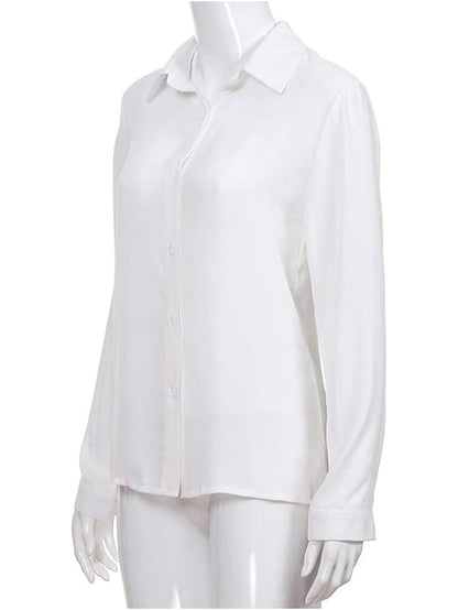 Women's Blouse Shirt Plain Shirt Collar Business Basic Elegant Tops Blue Yellow Gray - LuckyFash™