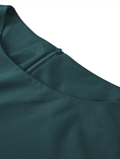 Women's Dress - Wedding Guest Dress Swing Dress A Line Dress Midi Dress Navy Blue Green Beige Half Sleeve Pure Color Lace up Summer Spring Crew Neck Work Party Vacation 2023 S M L XL XXL