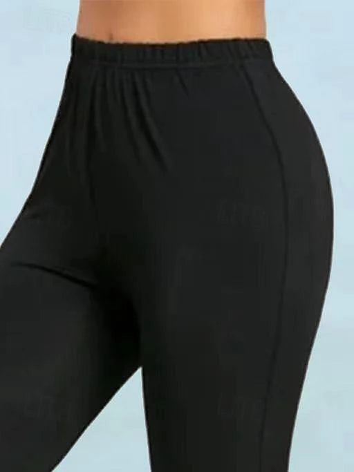 Women's Leggings Polyester Plain Black Casual Daily High Waist Calf-Length Outdoor Yoga Spring & Summer